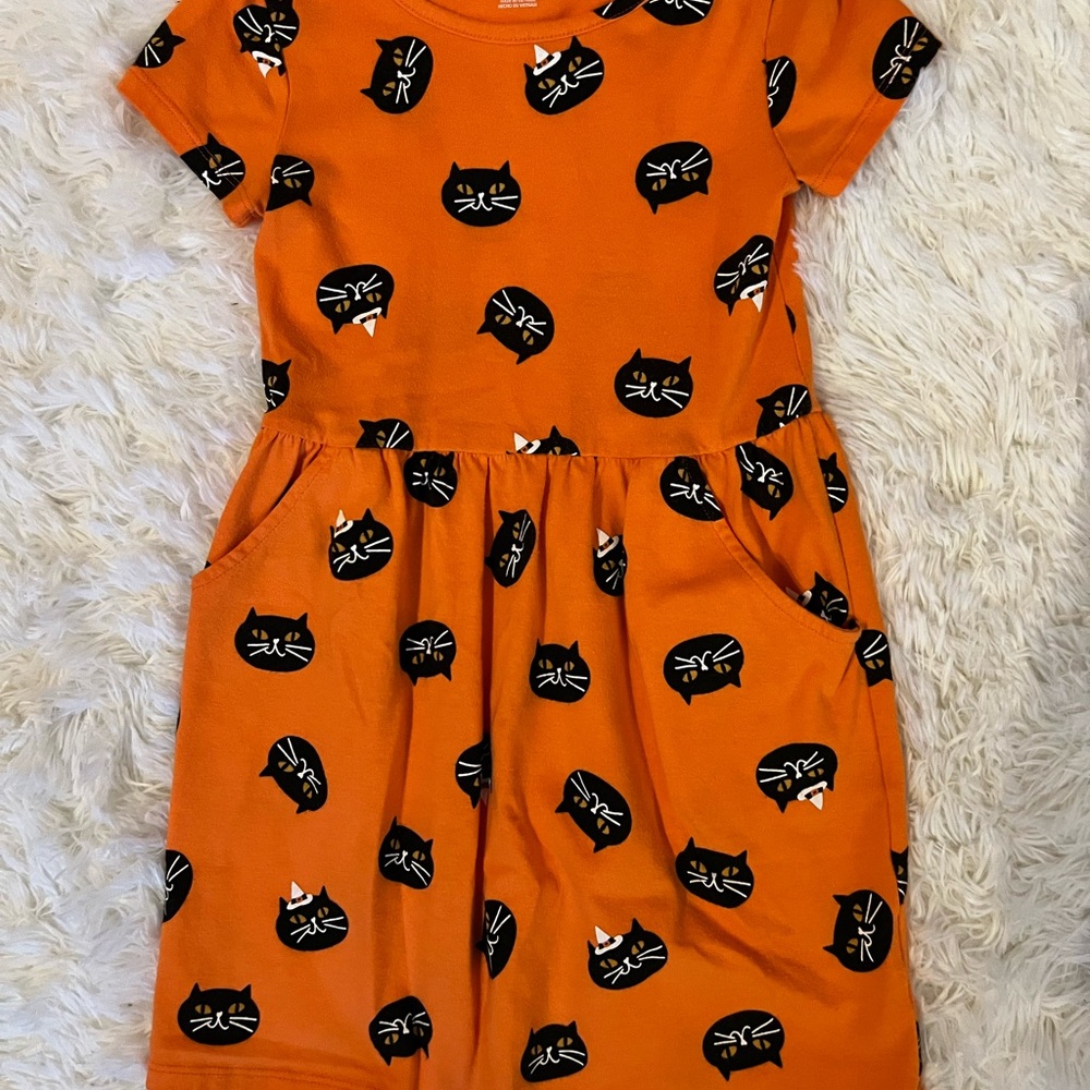 Cat & Jack Orange Cat Print Dress Halloween